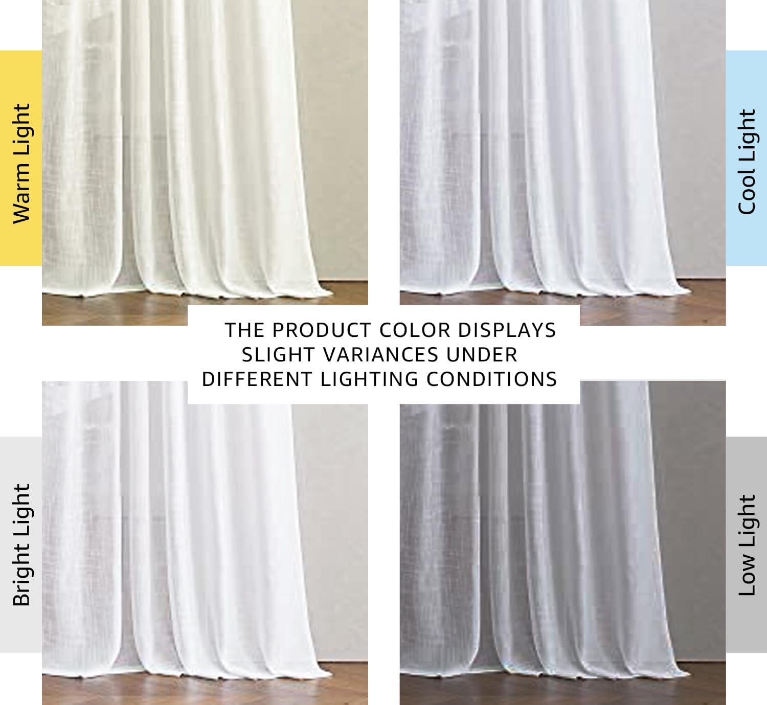 2 Panels 52x84 Inch White Linen Sheer Rod Pocket Back Tab Curtains