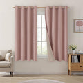 63 Inch Blush Pink Faux Linen 100% Blackout Grommet Curtains 2 Panels