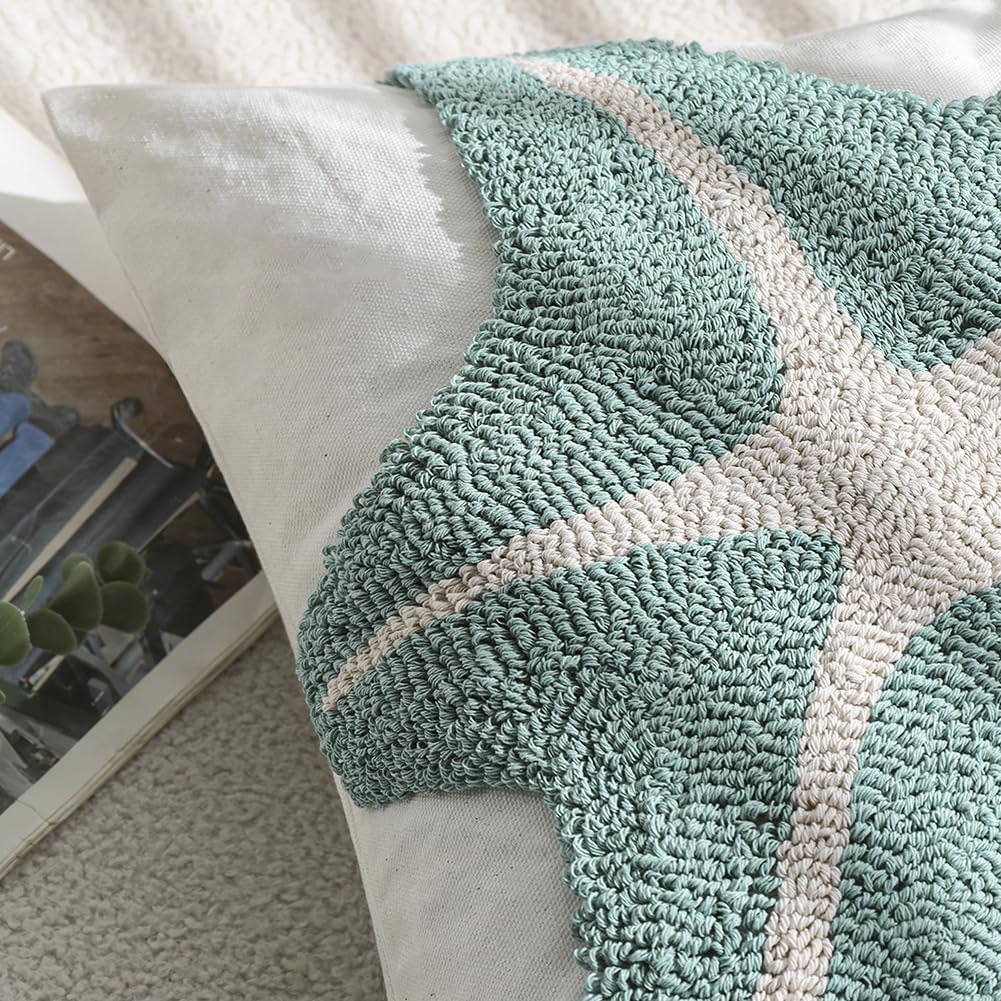 2Pcs 18x18 Tufted Starfish Coastal Beach Canvas Throw Pillow Covers