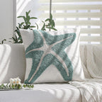 2Pcs 18x18 Tufted Starfish Coastal Beach Canvas Throw Pillow Covers