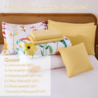 Annibedding 8 Pieces Queen Yellow Floral Microfiber All Season Bed in a Bag Comforter Set