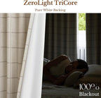 2 Panels 90 Inch Brown Plaid Pinch Pleated Linen Thermal Blackout Curtains