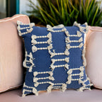 18x18 Inch Blue Tufted Modern Rustic Bohemian Square Throw Pillow Covers