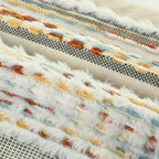 2Pcs 20x20 Rust Blue Yellow Tufted Striped Chenille Boho Farmhouse Pillow Covers