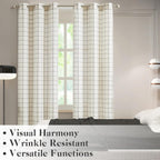 2 Panels 40x84 Inch Black White Buffalo Plaid Linen Grommet Light Filtering Farmhouse Curtains