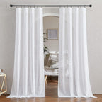 2 Panels 52x84 Inch White Linen Sheer Rod Pocket Back Tab Curtains
