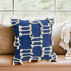 18x18 Inch Blue Tufted Modern Rustic Bohemian Square Throw Pillow Covers