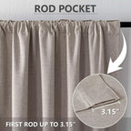 2 Panels 52x84 Inch Beige Faux Linen Thermal 100% Blackout Back Tab Rod Pocket Curtains