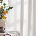 2 Panels 84 Inch White Linen Textured Grommet Light Filtering Curtains