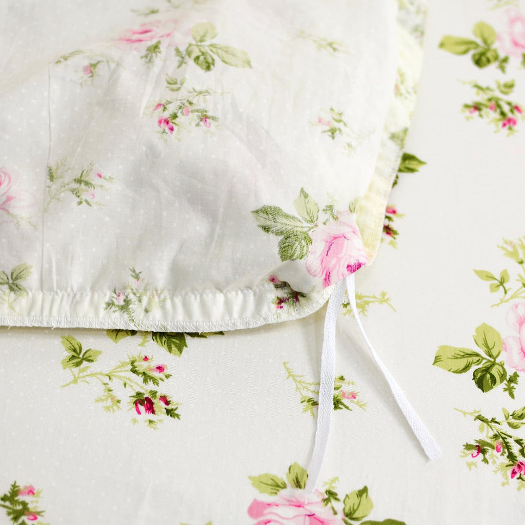 3-Piece Full Rosette Floral Lace Ruffle Princess Duvet Cover Bedding Set for Girls