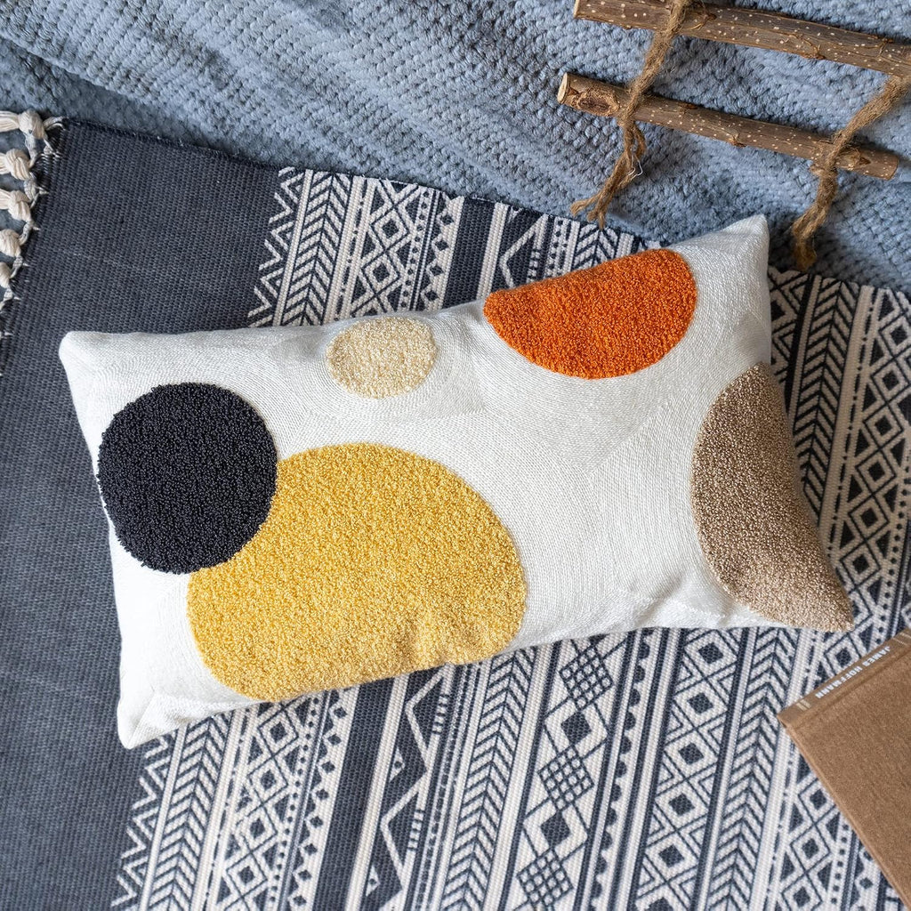 12x20 Inch Yellow Orange Tufted Abstract Boho Mid Century Lumbar Pillow Cover 1PC
